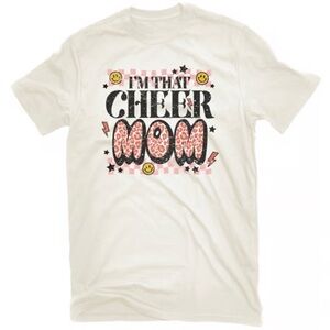 I'm That Cheer Mom Graphic Tee - Cream with Pink & Black NWT